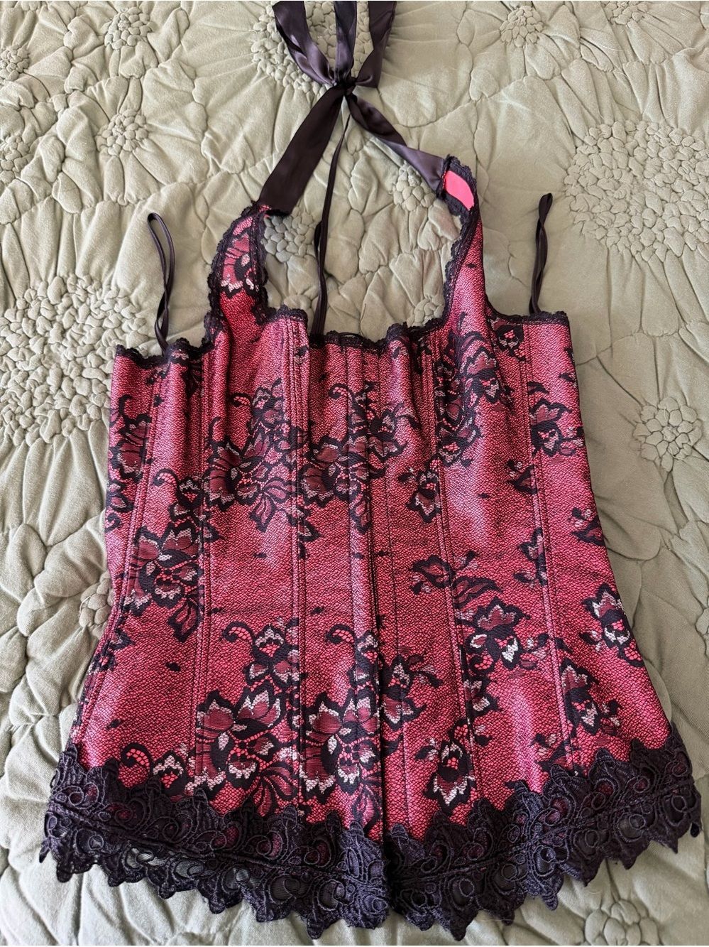 Vintage Frederick's of Hollywood Black Lace Halter Corset Bustier - Size 34